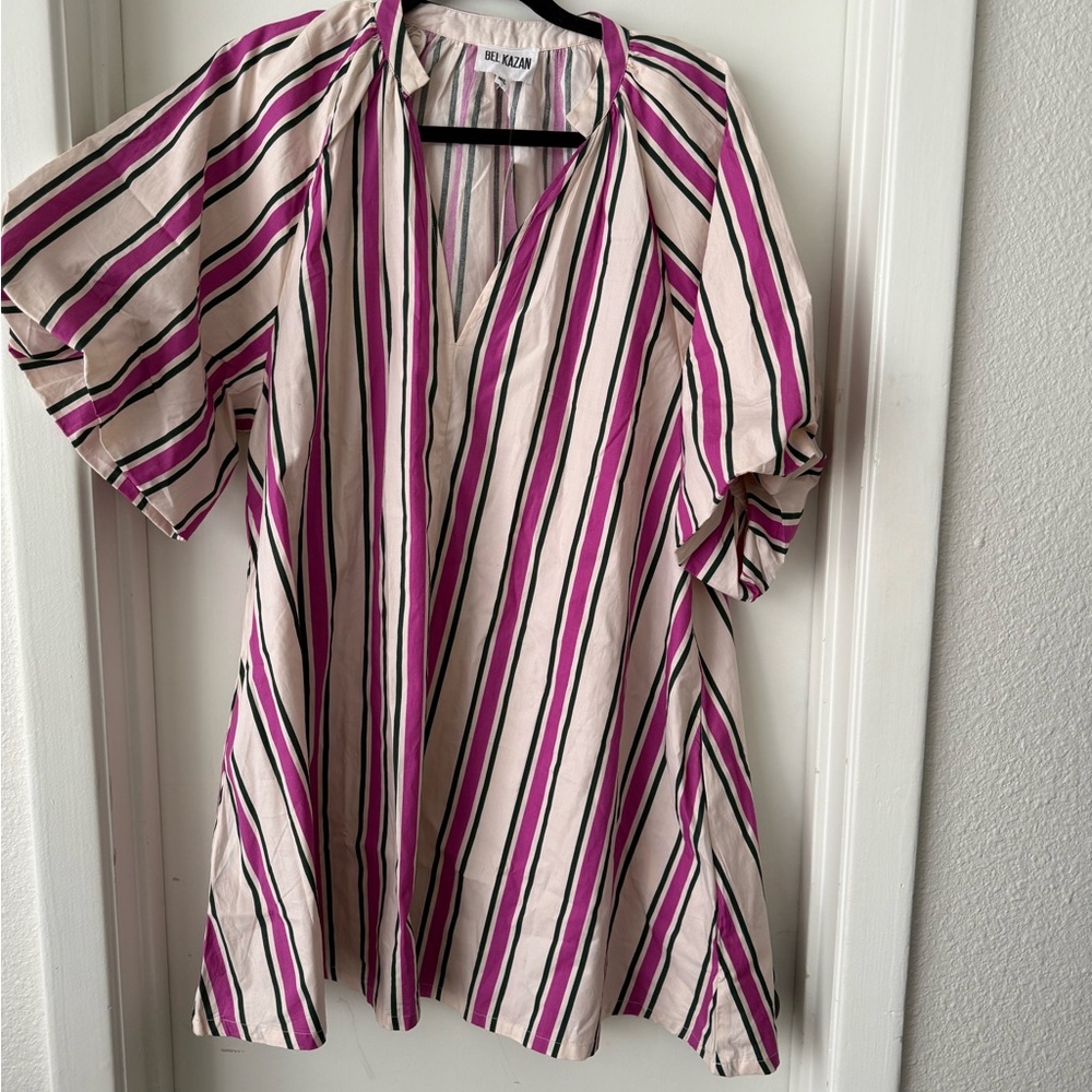Anthropologie Pink Black Boxy Relaxed Swim Coverup